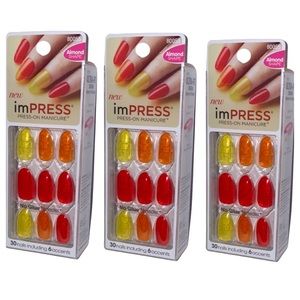 ImPress Press-On Short Length Jelly Transluscent Almond Shape Nails 3 Packs!